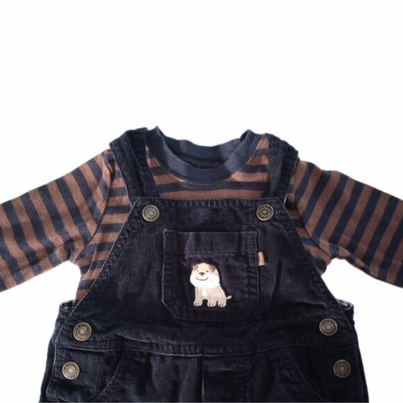 Carter's 2pc Overall Outfit Long Sleeve Top + Corduroy Pants sz 12M Boys - Picture 2 of 10